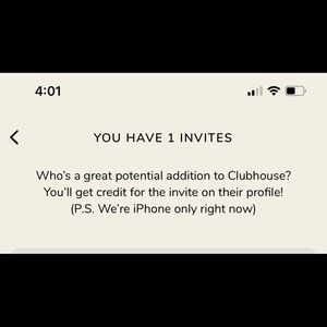Clubhouse invites 3 left